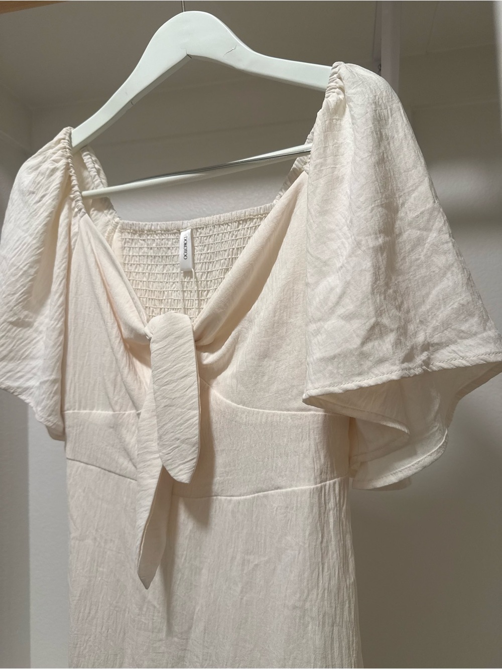 NWT Cream Cottagecore Tie Front Mini Dress DOKOTOO Small